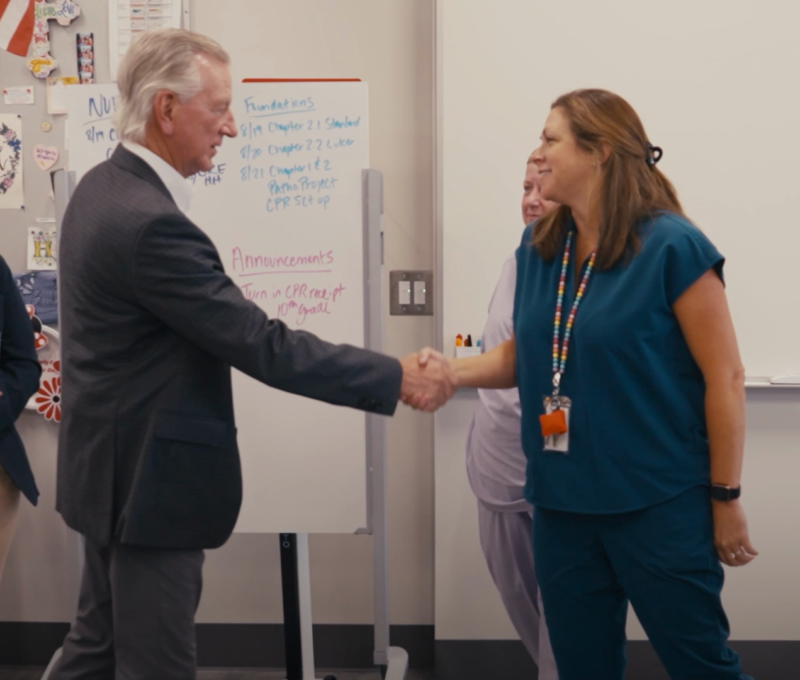 Tuberville visits a school